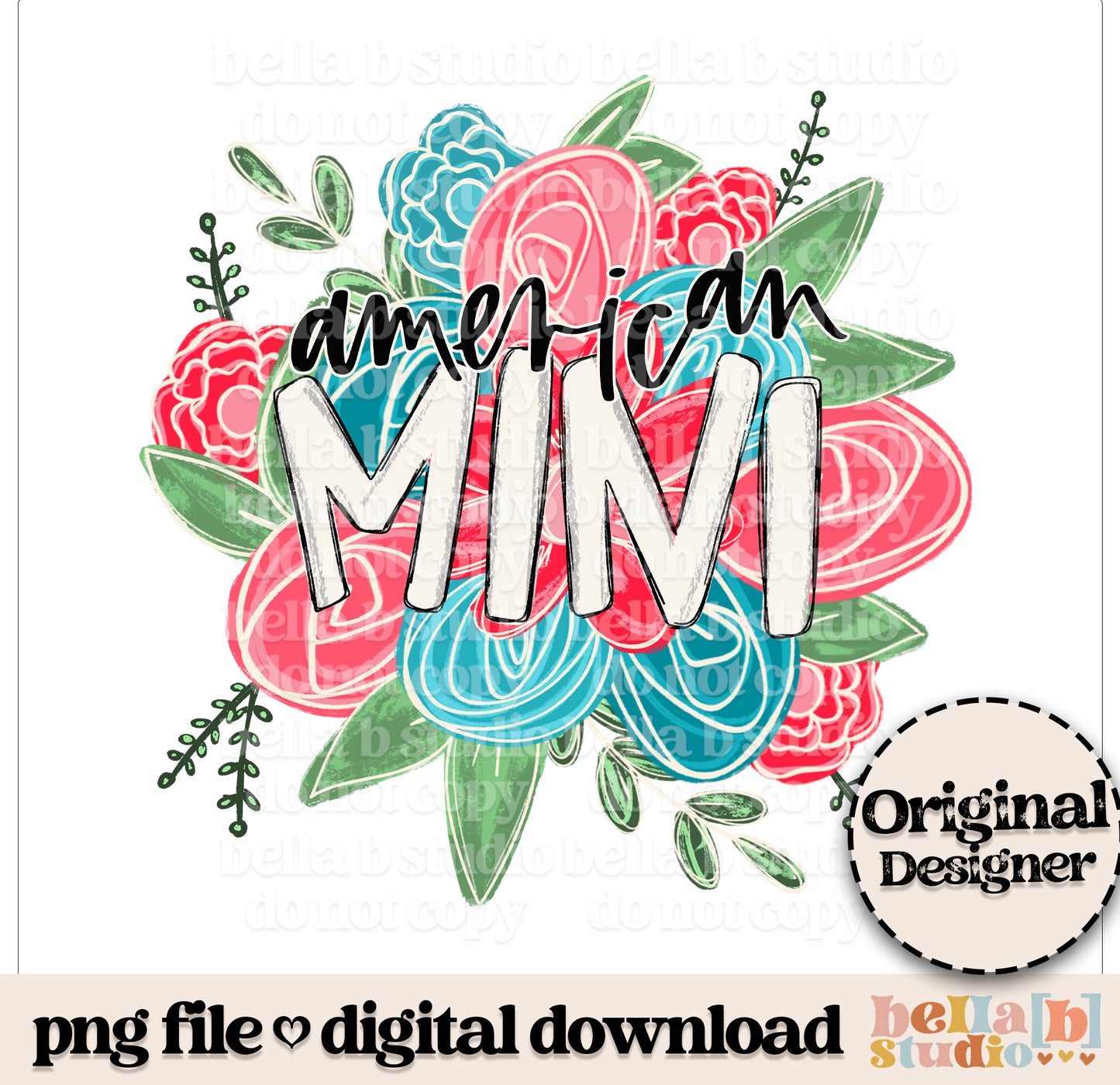 American Mini Floral PNG Design