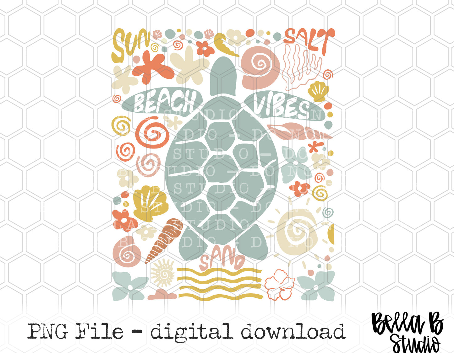 Beach Vibes Sea Turtle PNG Digital Design