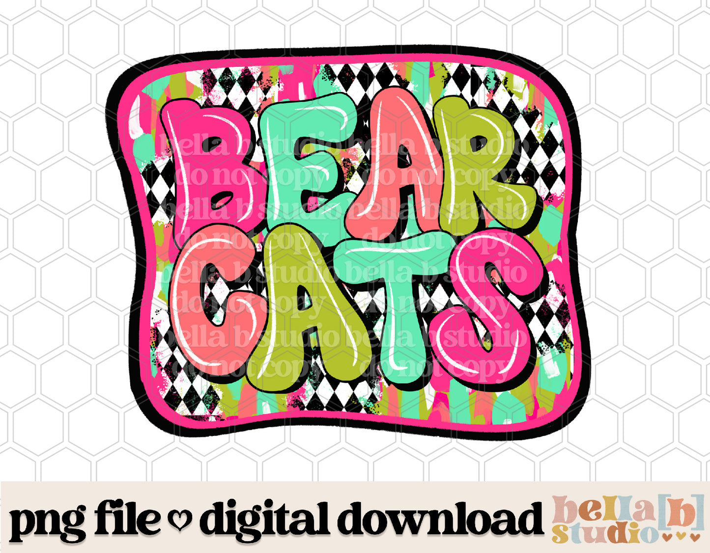 Bear Cats - Diamond Brushstrokes Mascot PNG
