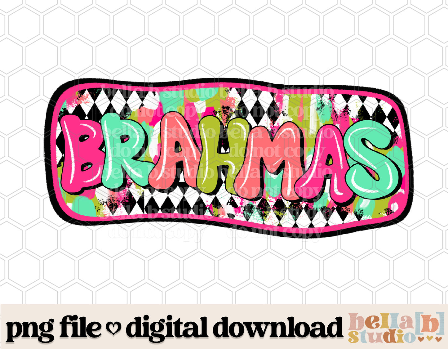 Brahmas - Diamond Brushstrokes Mascot PNG