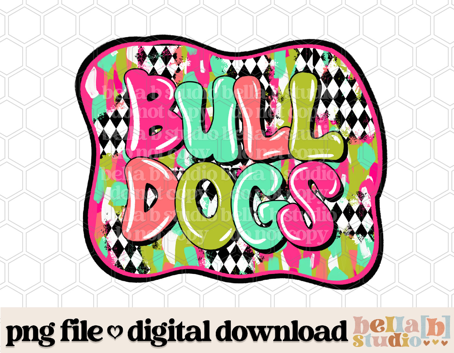 Bull Dogs - Diamond Brushstrokes Mascot PNG