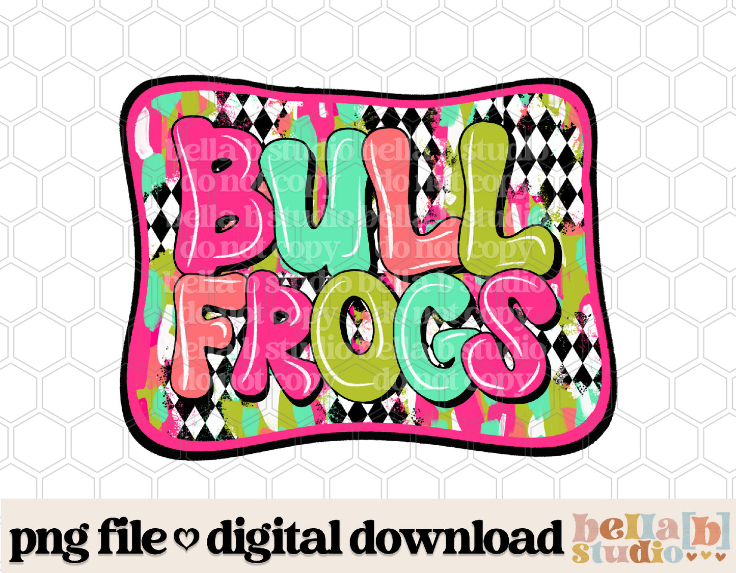Bull Frogs - Diamond Brushstrokes Mascot PNG