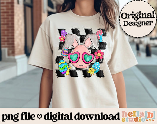 Checker Retro Easter Bunny PNG Design