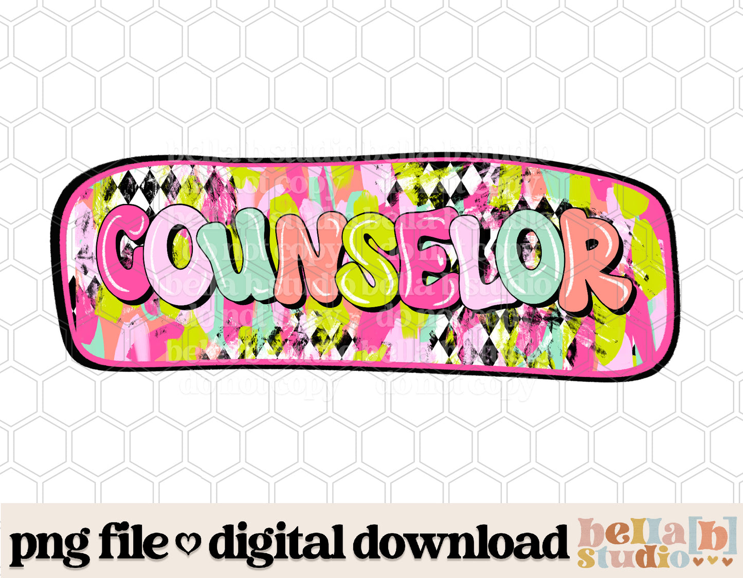 Diamond Strokes Counselor Pink PNG Design