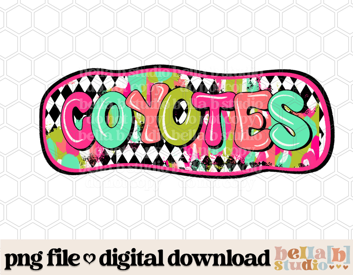Coyotes - Diamond Brushstrokes Mascot PNG
