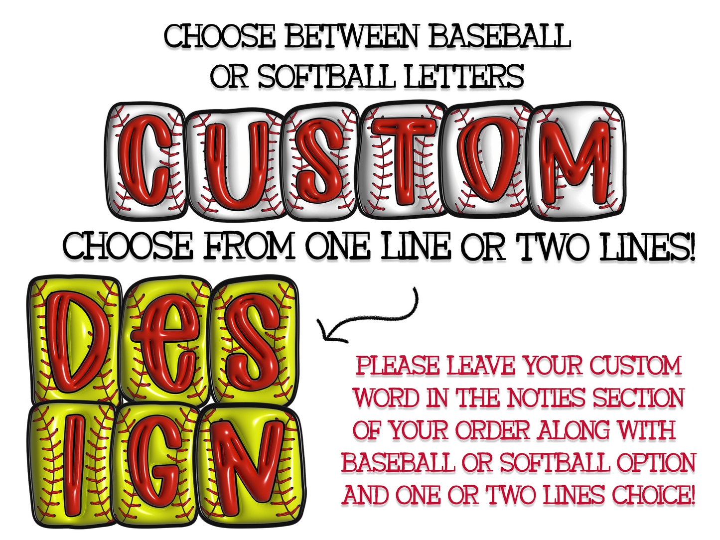 Custom 3D Inflated Baseball or Softball PNG Design