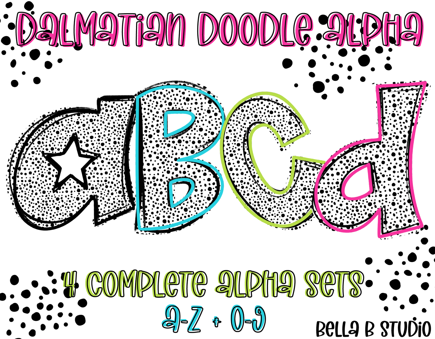 Dalmatian Doodle Alpha Bundle - Set of 4 Alphabets