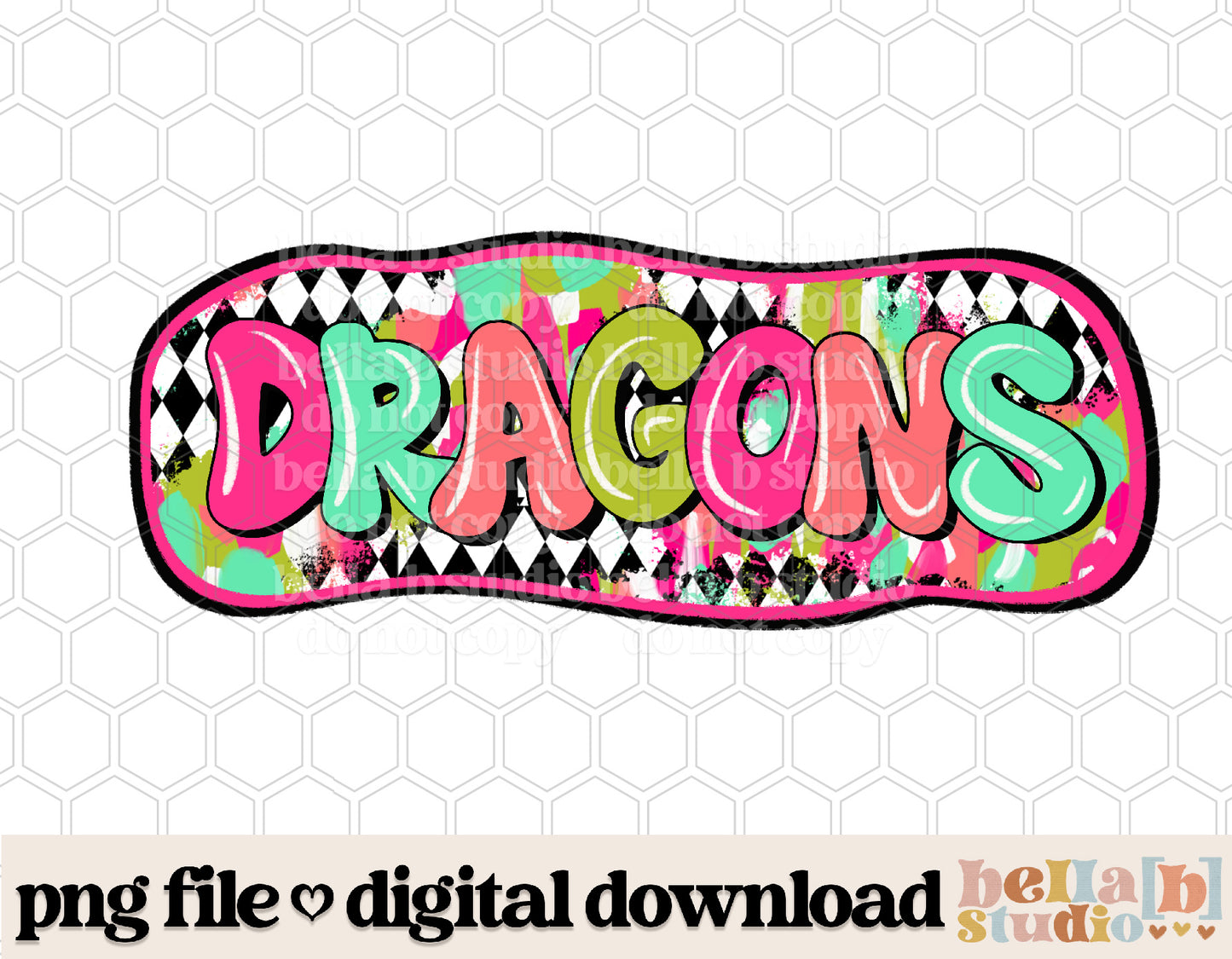 Dragons - Diamond Brushstrokes Mascot PNG