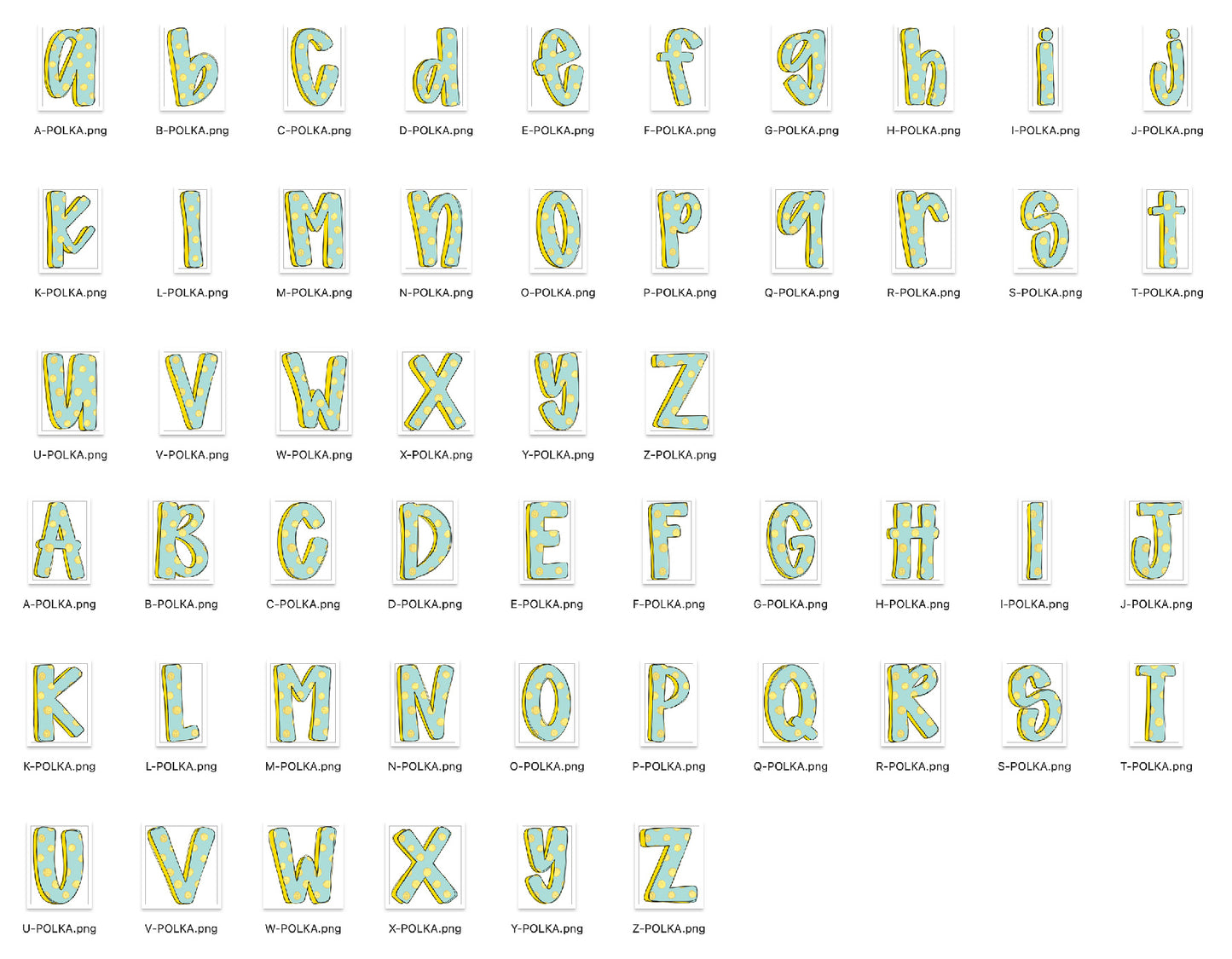 Easter Doodle Alpha Bundle - Set of 5 Alphabets