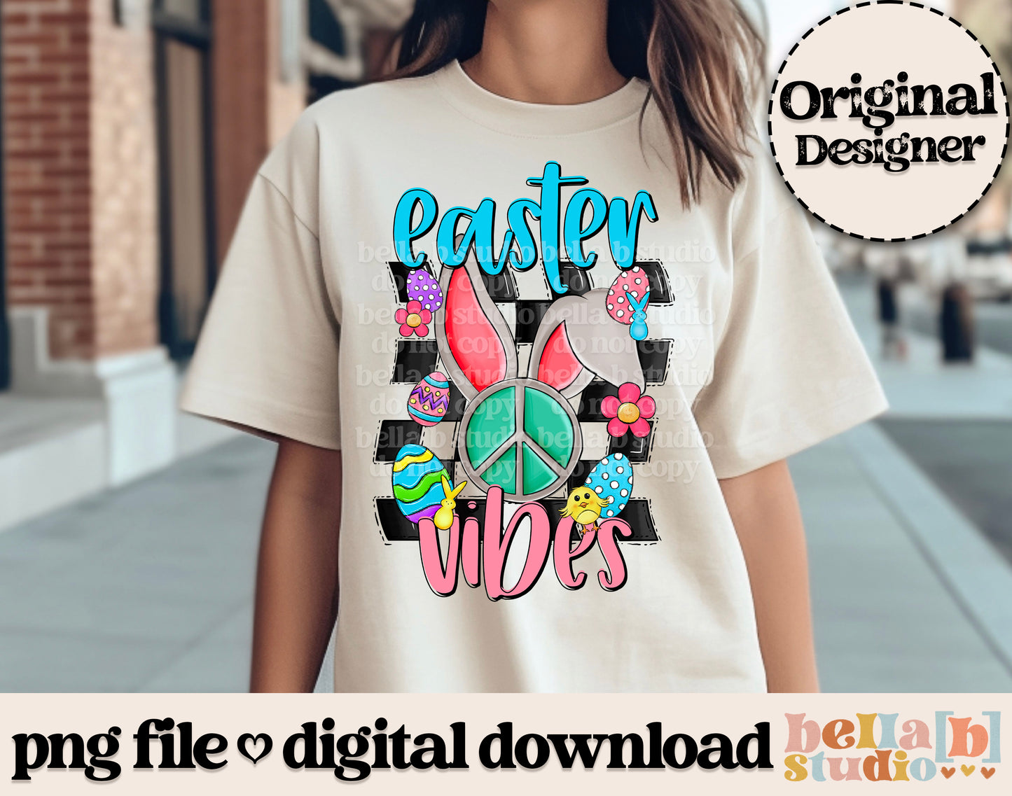 Easter Vibes Retro Easter Bunny PNG Design