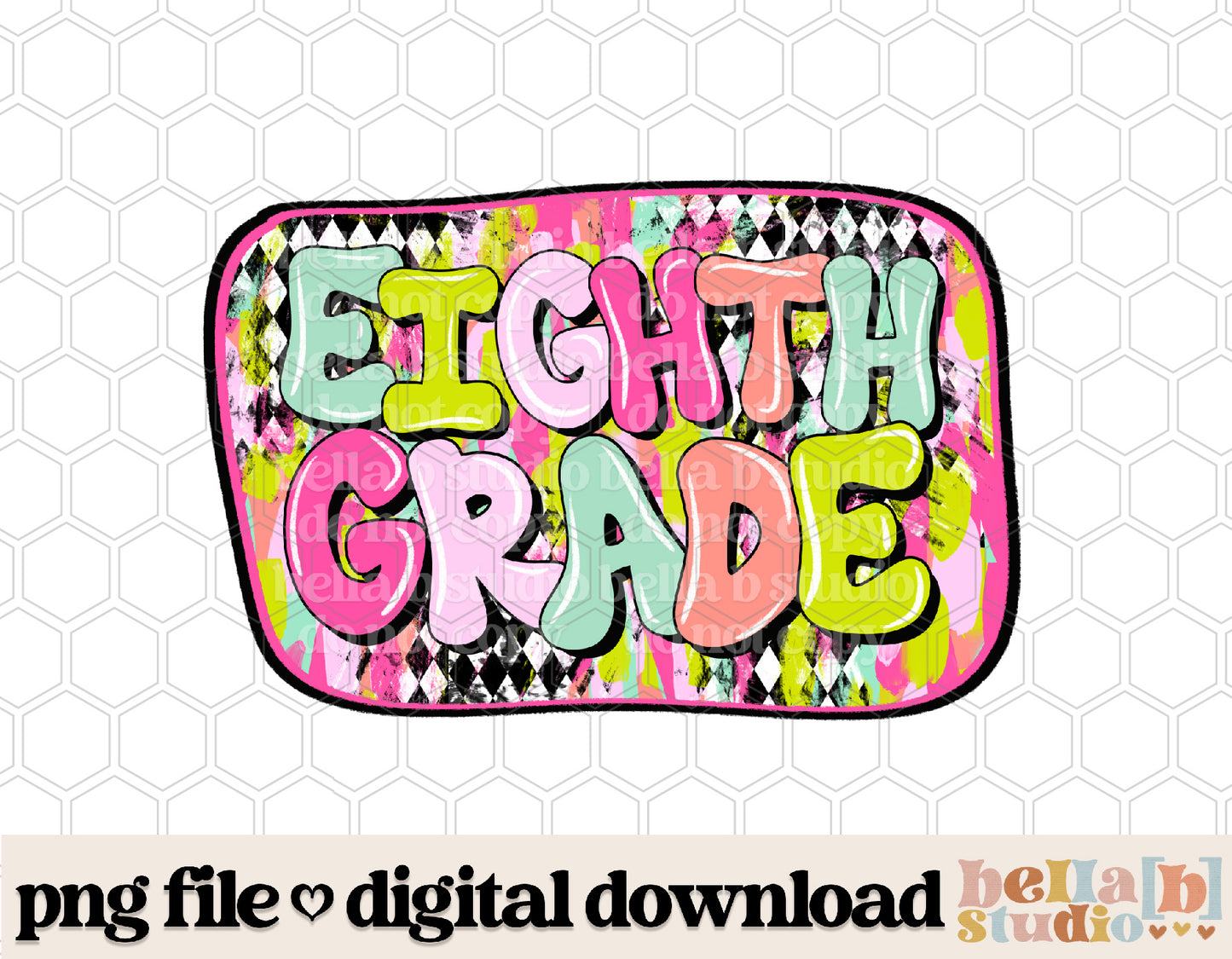 Diamond Strokes Eighth Grade Pink PNG Design