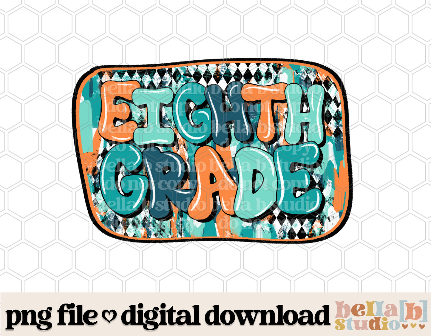 Diamond Strokes Eighth Grade Teal PNG Design