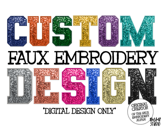 Custom Faux Embroidery Sequin Varsity PNG Design