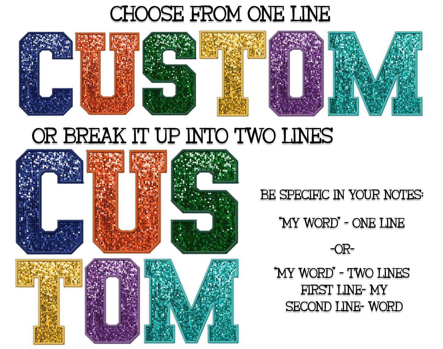 Custom Faux Embroidery Sequin Varsity PNG Design
