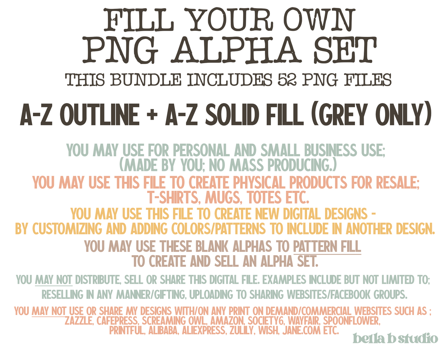 FAUX Embroidery Fillable Blank Monogram Alpha Set - Make Your Own Alpha Set