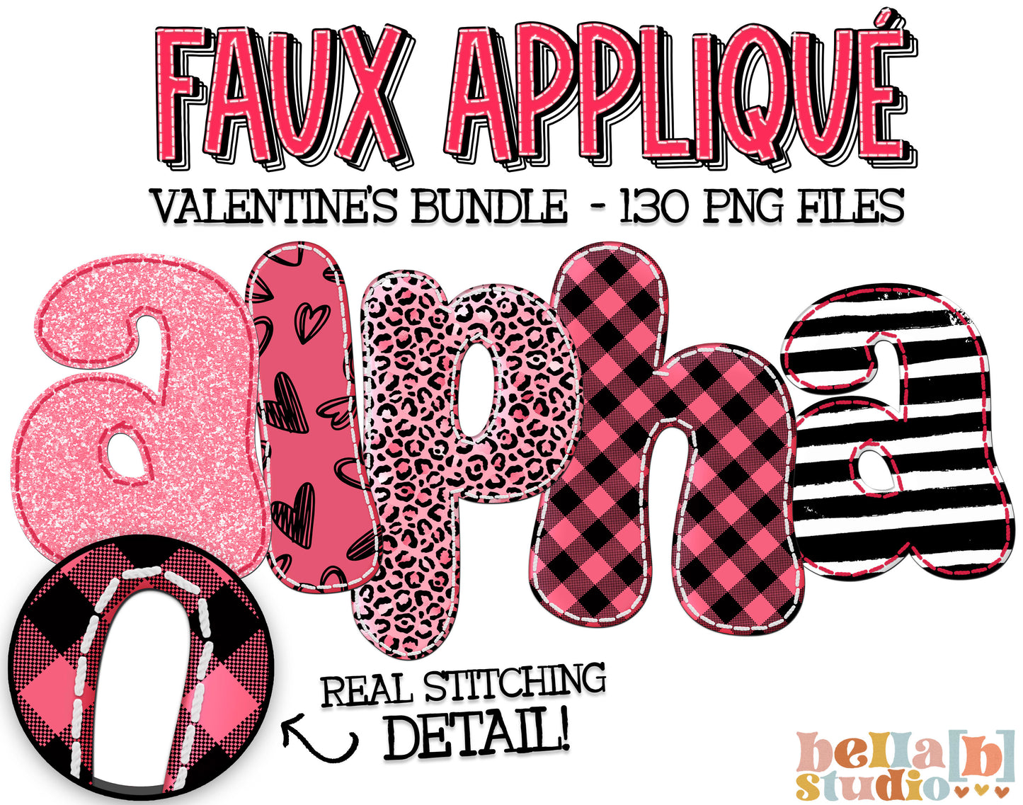 Faux Applique Valentine Alphabet Bundle of All 5