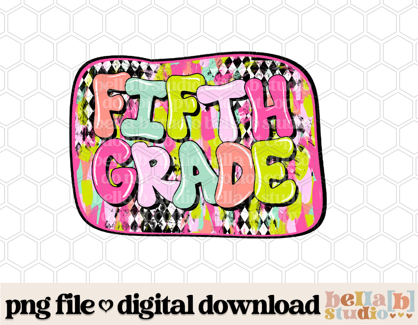 Diamond Strokes Fifth Grade Pink PNG Design