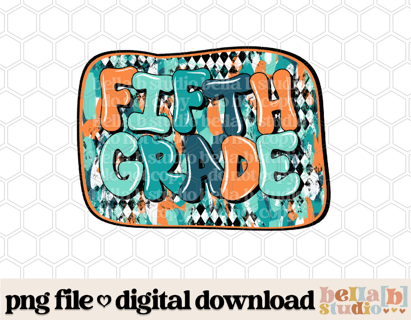 Diamond Strokes Fifth Grade Teal PNG Design