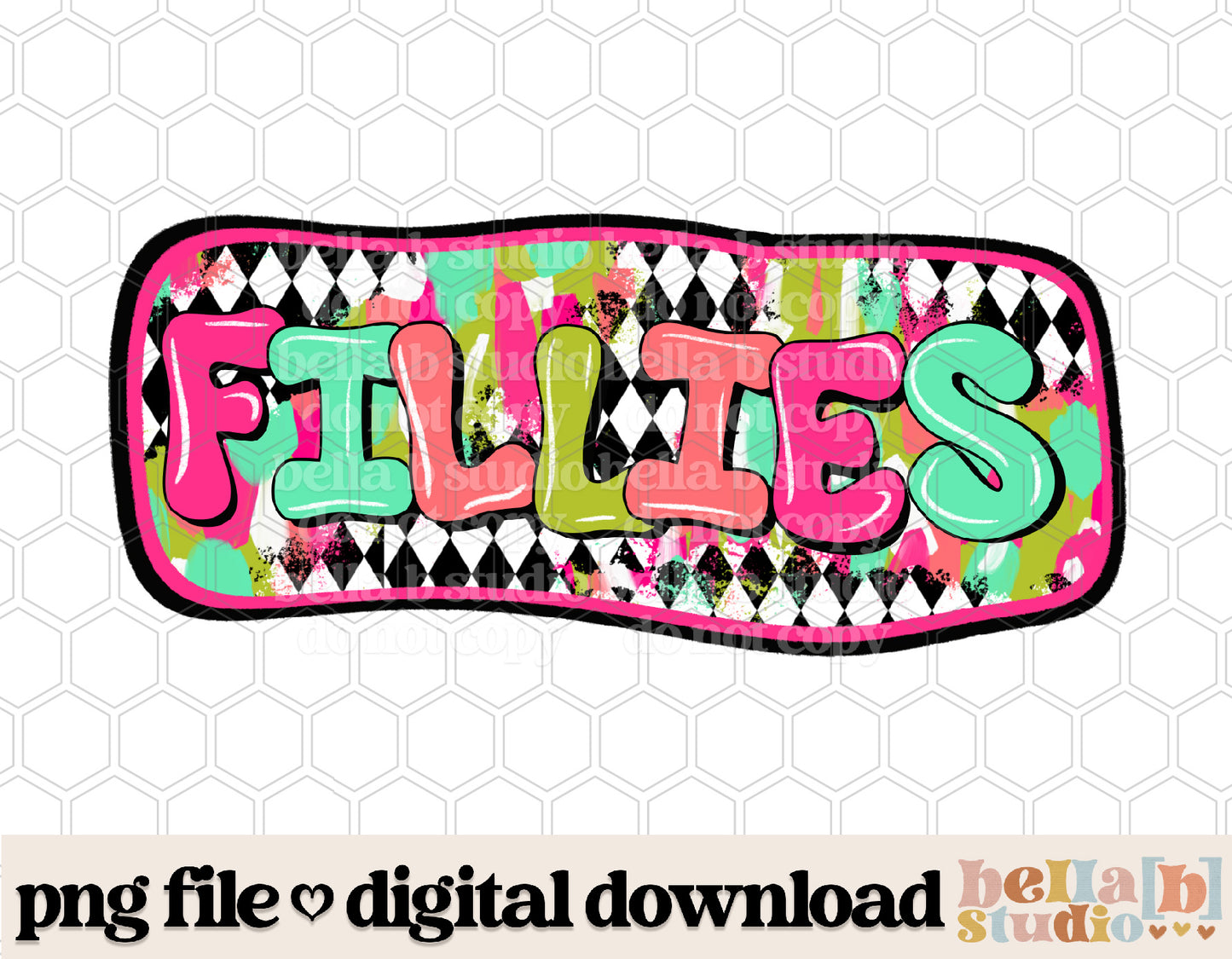 Fillies - Diamond Brushstrokes Mascot PNG