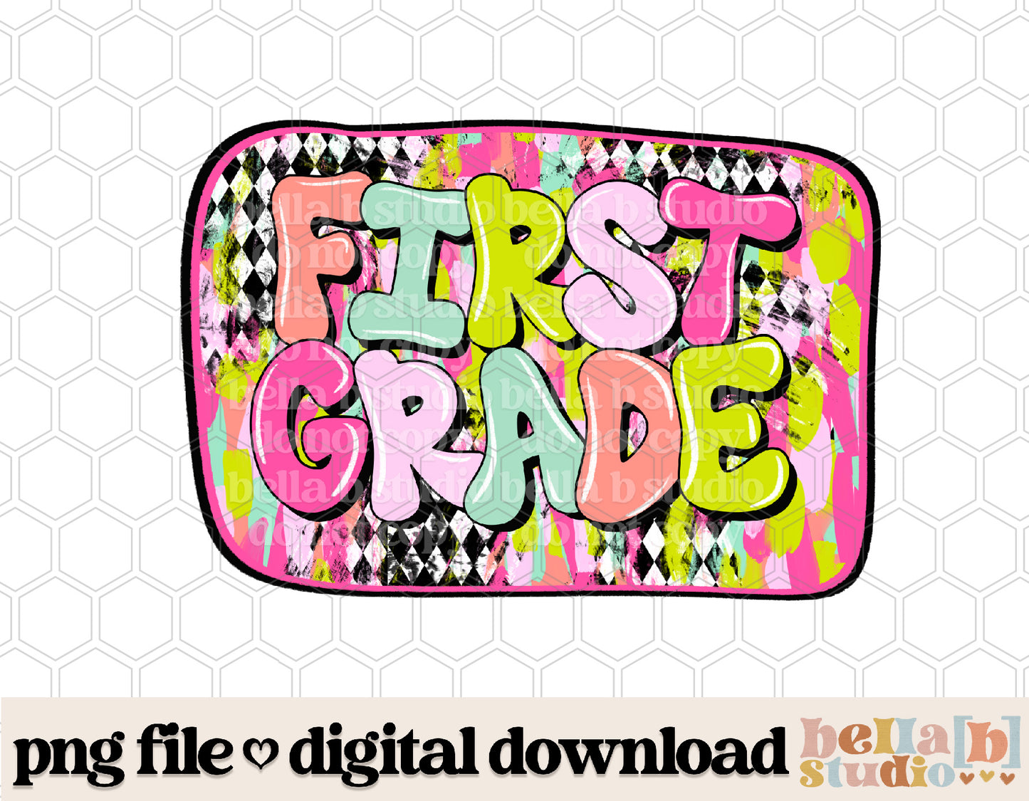 Diamond Strokes First Grade Pink PNG Design