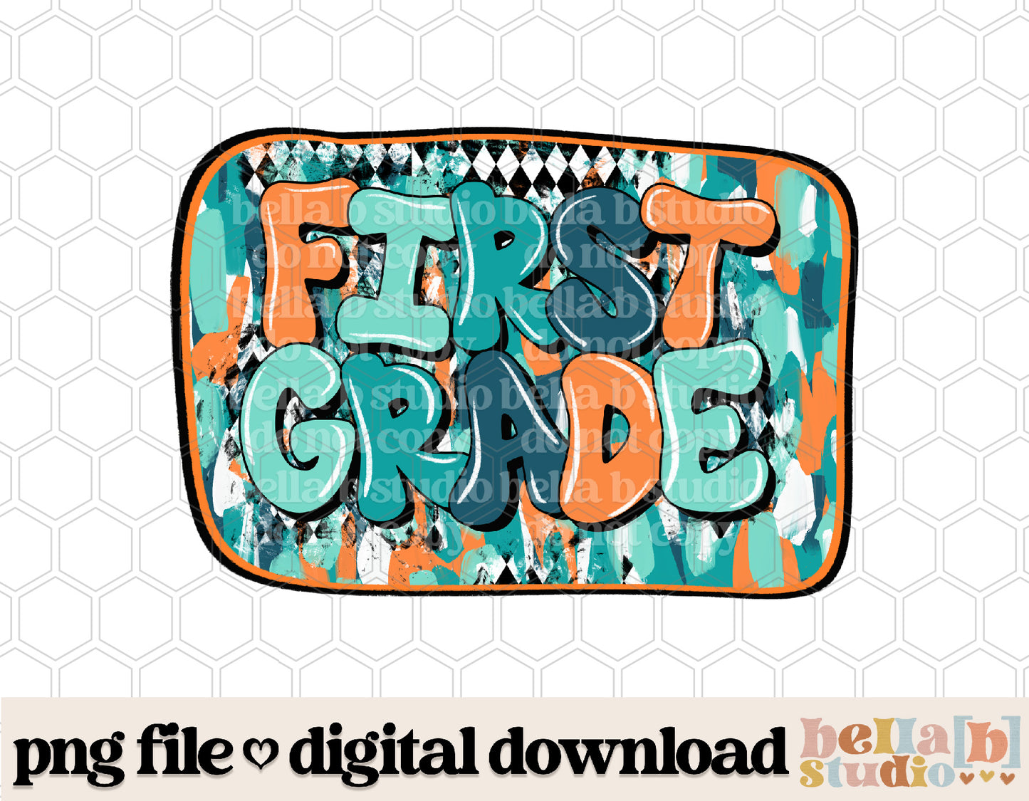Diamond Strokes First Grade Teal PNG Design
