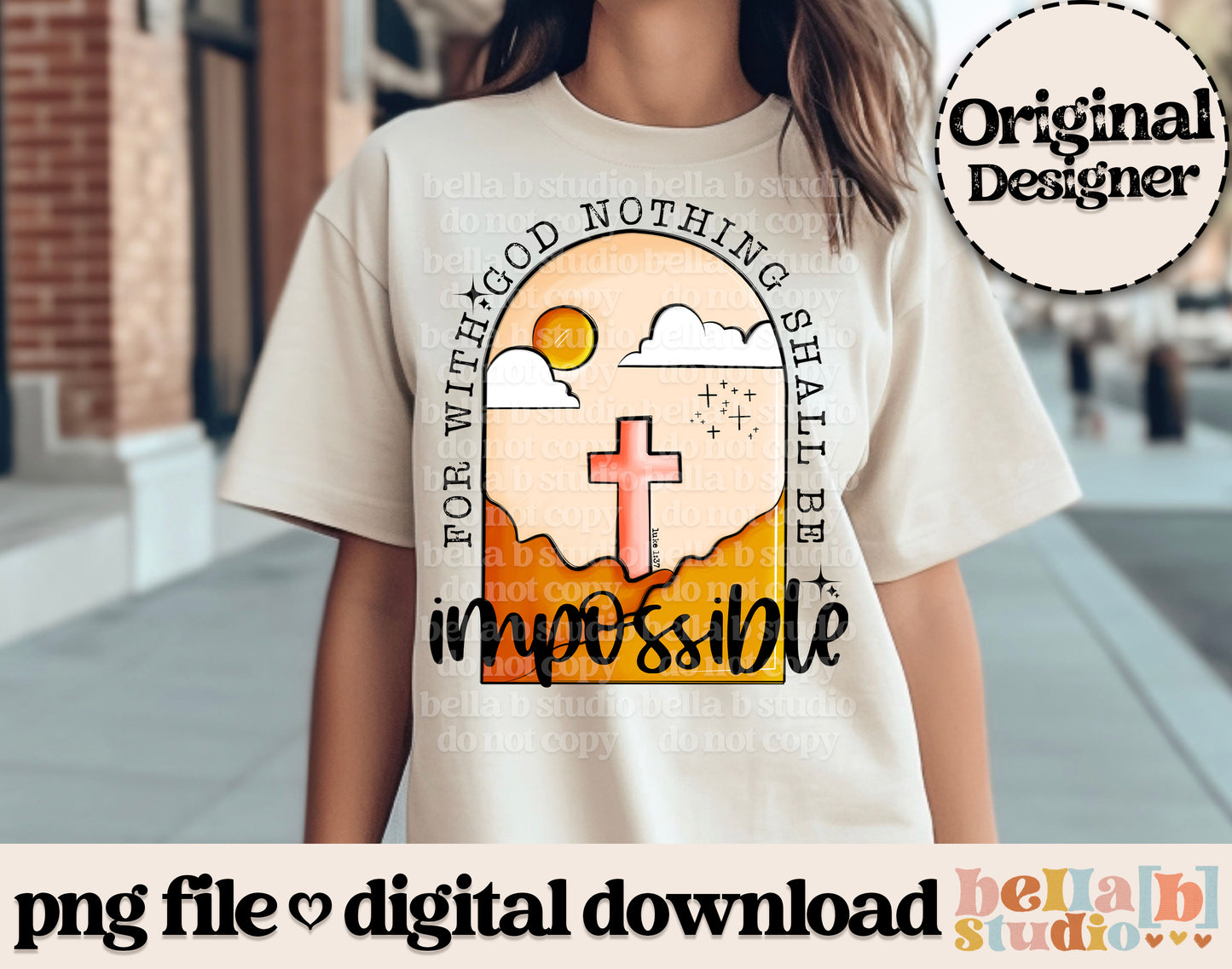 For With God Nothing Shall Be Impossible PNG Design