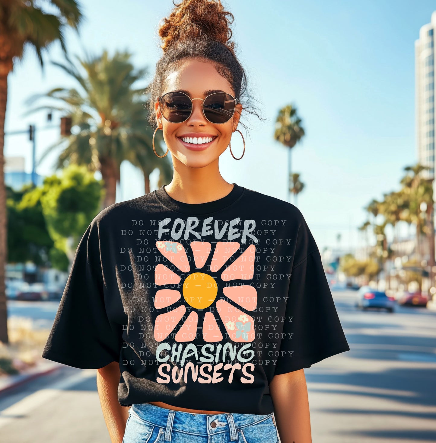 Forever Chasing Sunsets PNG Digital Design