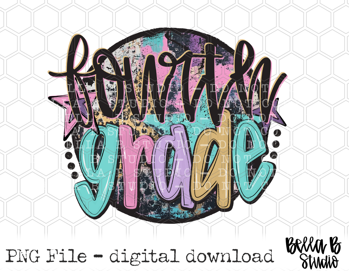 Fourth Grade Starry Grunge School PNG Design
