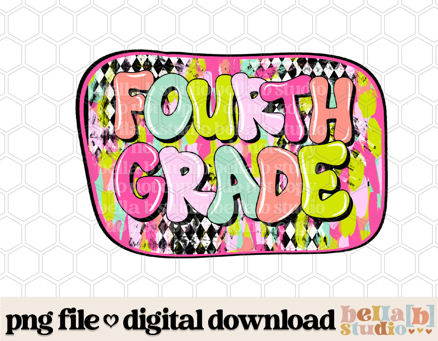 Diamond Strokes Fourth Grade Pink PNG Design