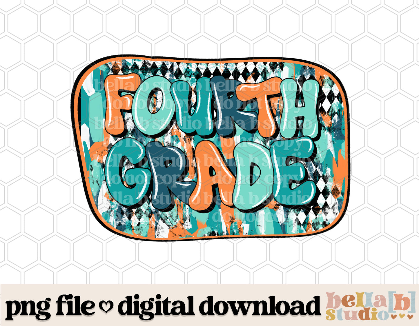 Diamond Strokes Fourth Grade Teal PNG Design