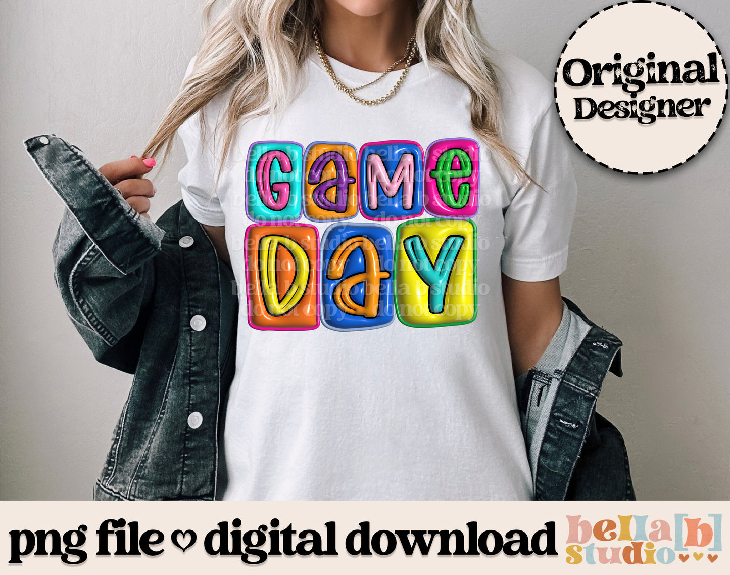 Game Day 3D Inflated PNG Design