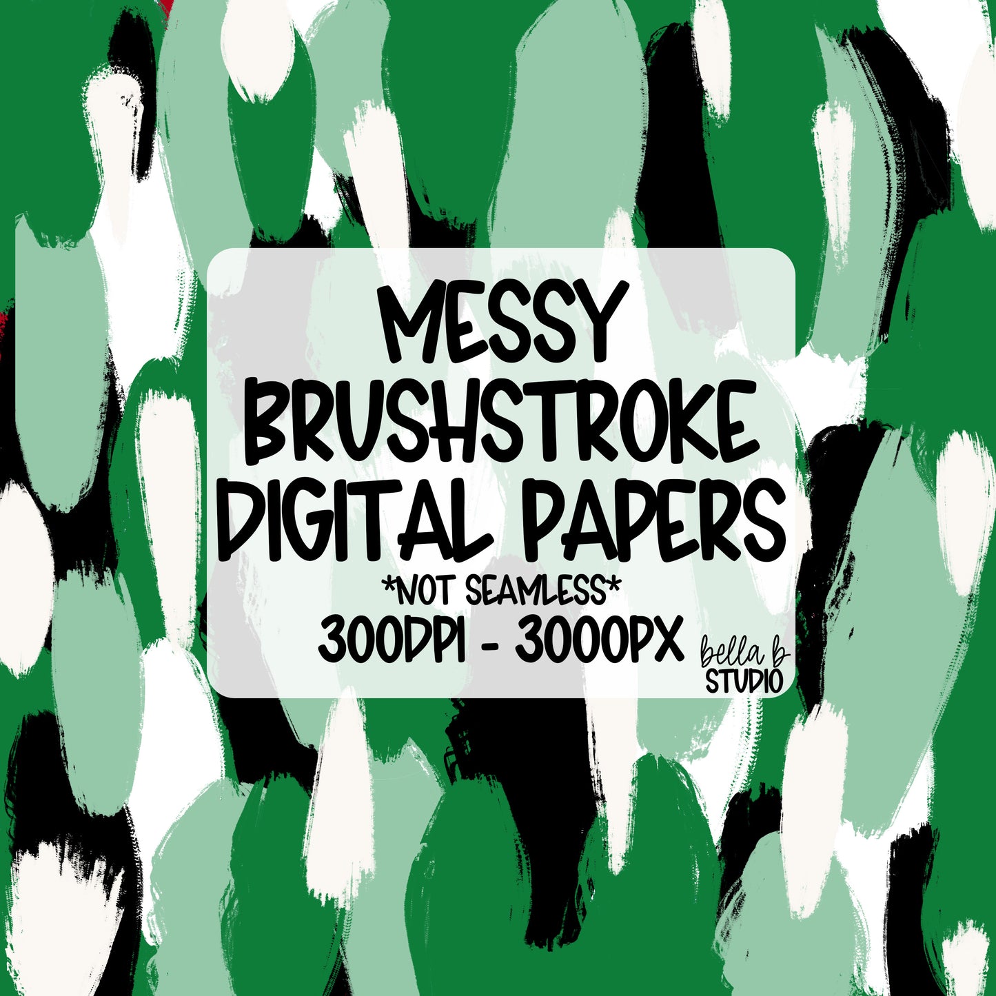 Green Messy Brush Stroke Digital Paper PNG