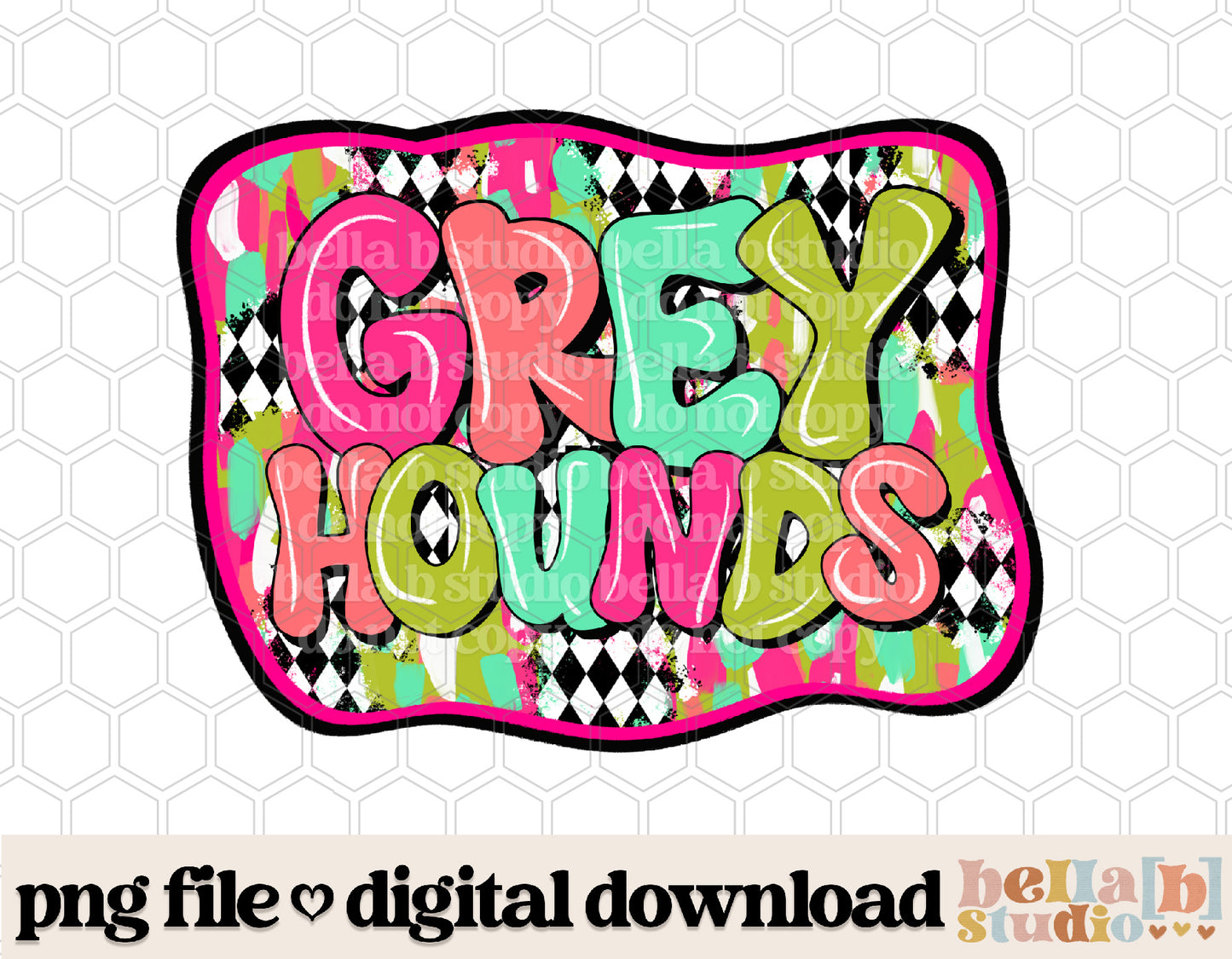 Greyhounds - Diamond Brushstrokes Mascot PNG