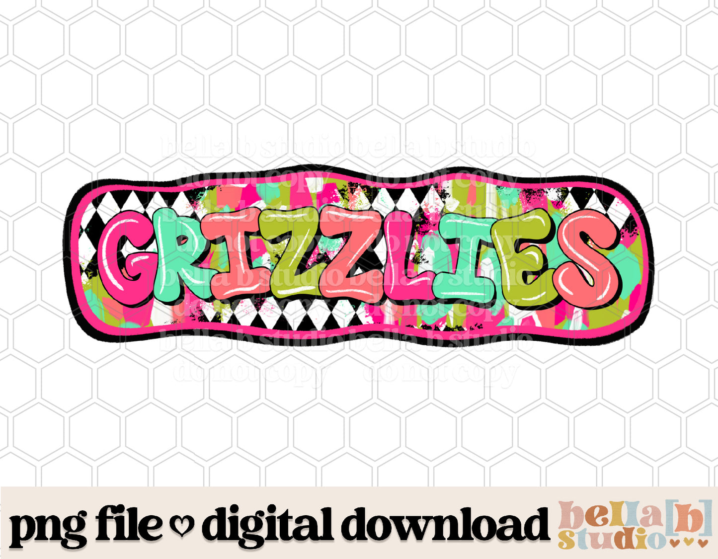 Grizzlies - Diamond Brushstrokes Mascot PNG