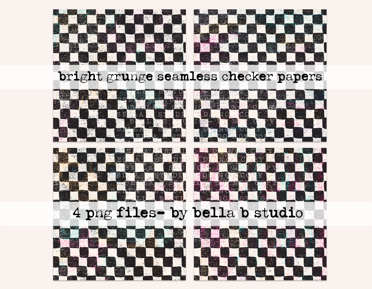 Bright Grunge Checkered Seamless Digital Papers
