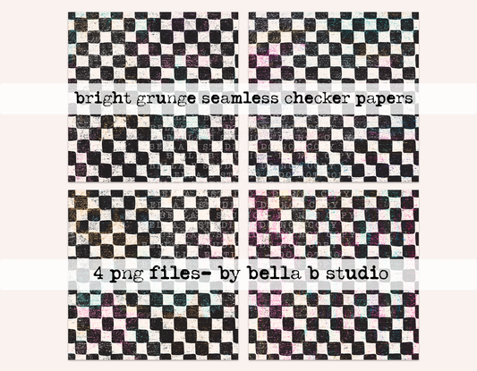 Bright Grunge Checkered Seamless Digital Papers
