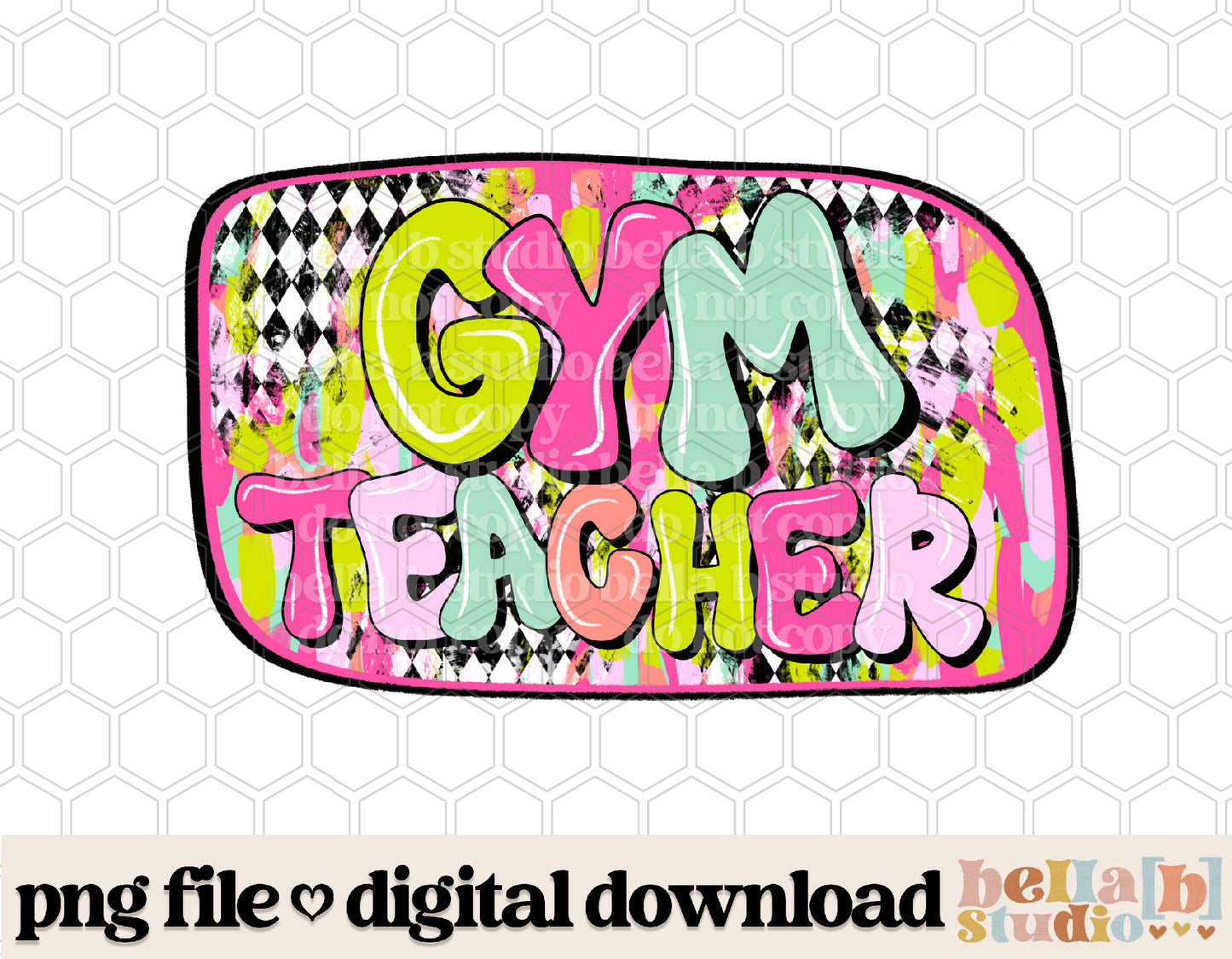 Diamond Strokes Gym Teacher Pink PNG Design