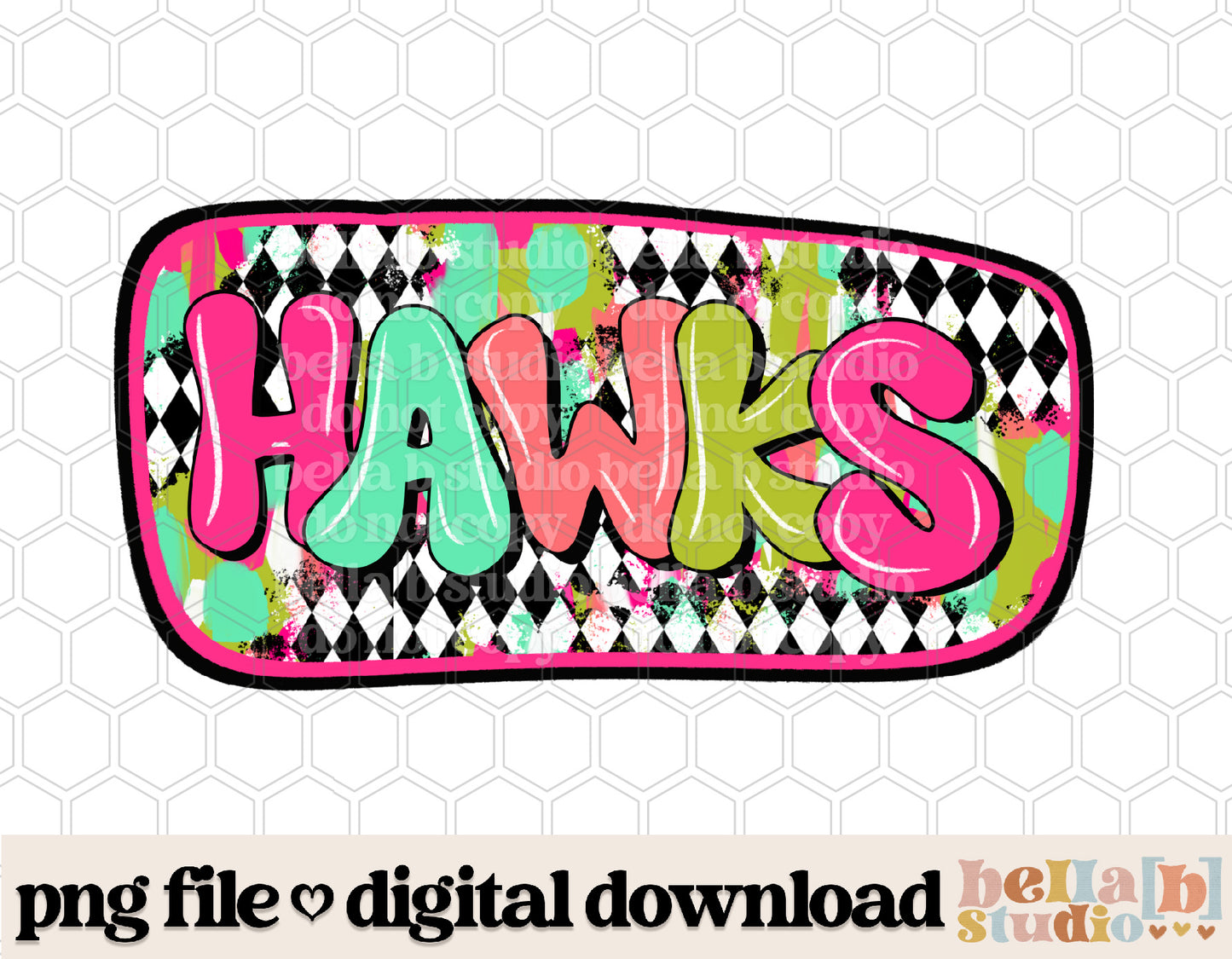 Hawks - Diamond Brushstrokes Mascot PNG