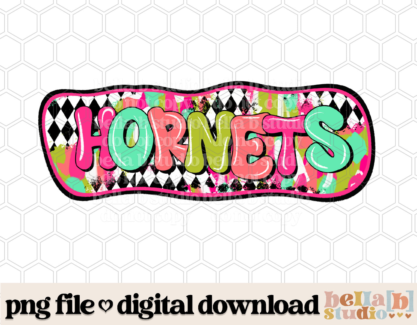 Hornets - Diamond Brushstrokes Mascot PNG