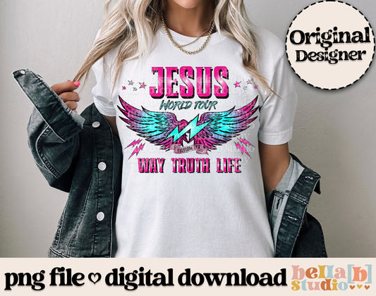 Jesus World Tour Way Truth Life PINK PNG Design