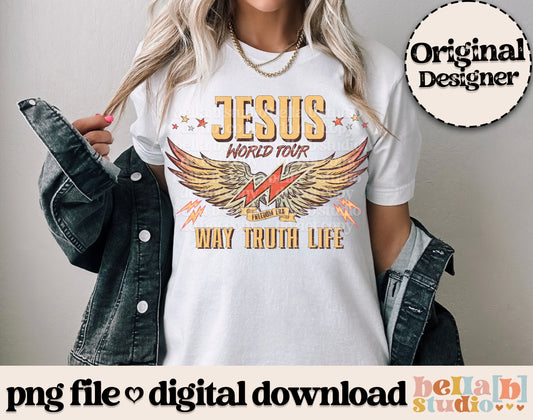 Jesus World Tour Way Truth Life Yellow PNG Design