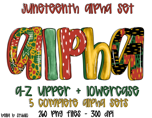 Juneteenth Doodle Alpha Bundle - Set of 5 Alphabets