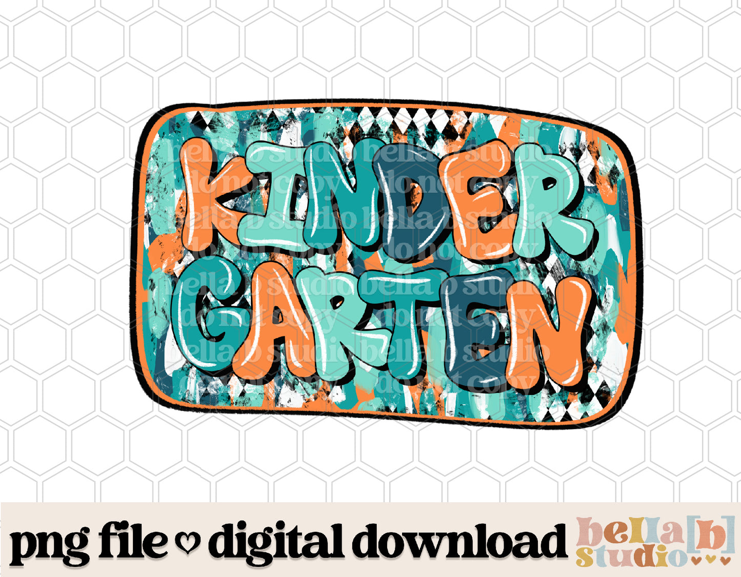 Diamond Strokes Kindergarten Teal PNG Design