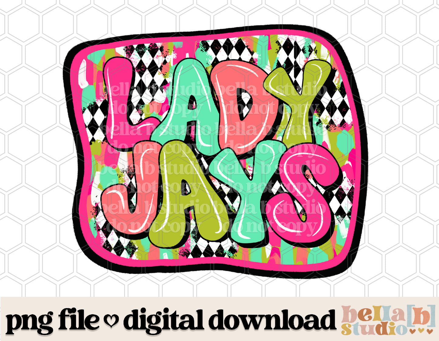 Lady Jays - Diamond Brushstrokes Mascot PNG