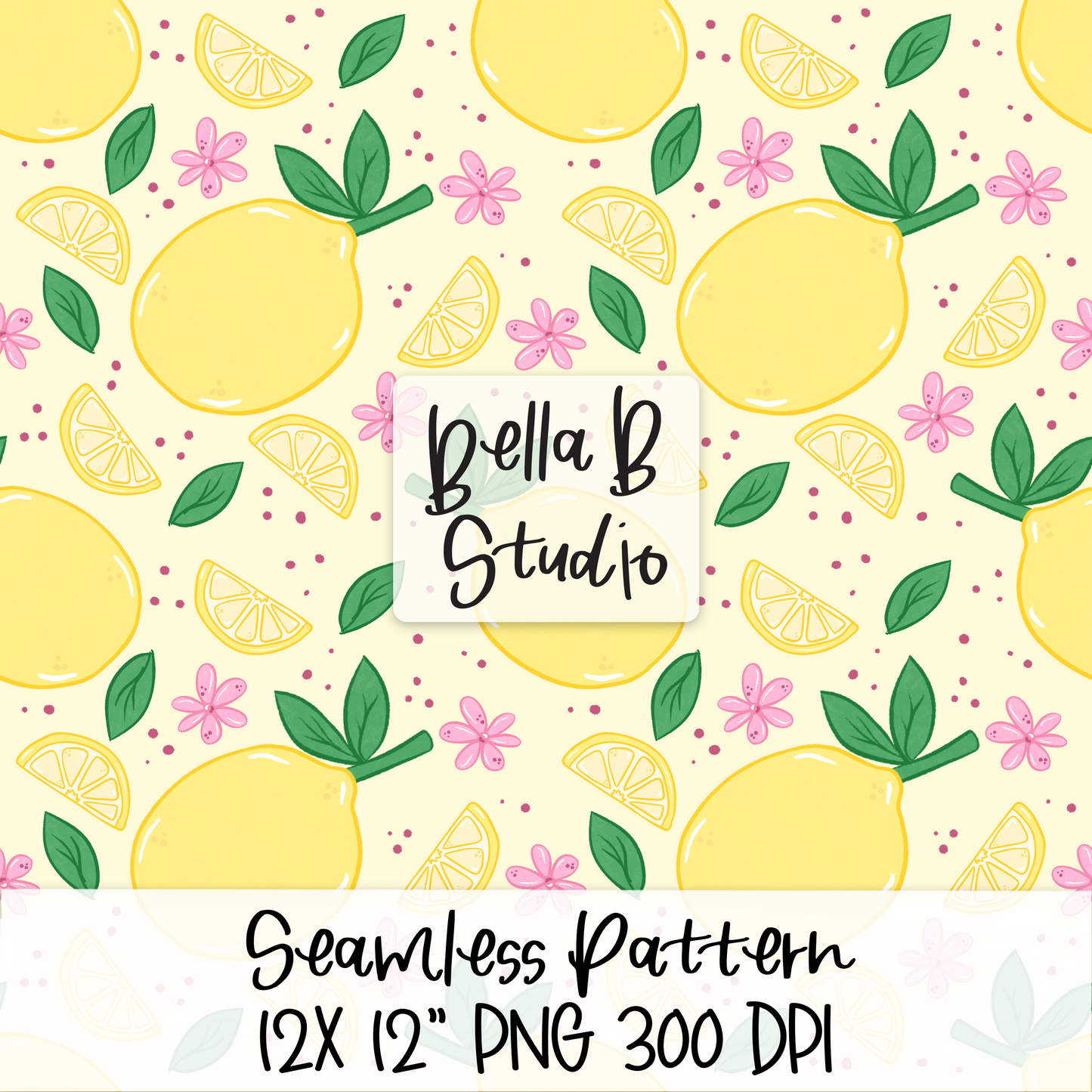 Summer Lemons Seamless Digital Paper - PNG File