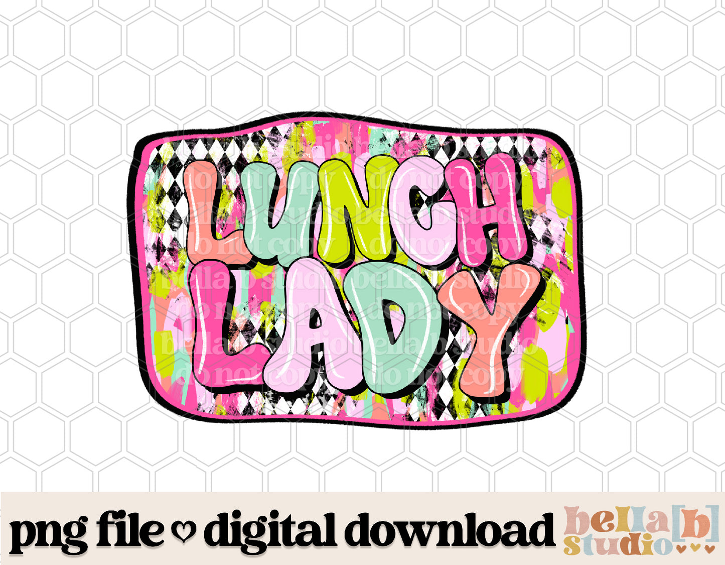 Diamond Strokes Lunch Lady Pink PNG Design