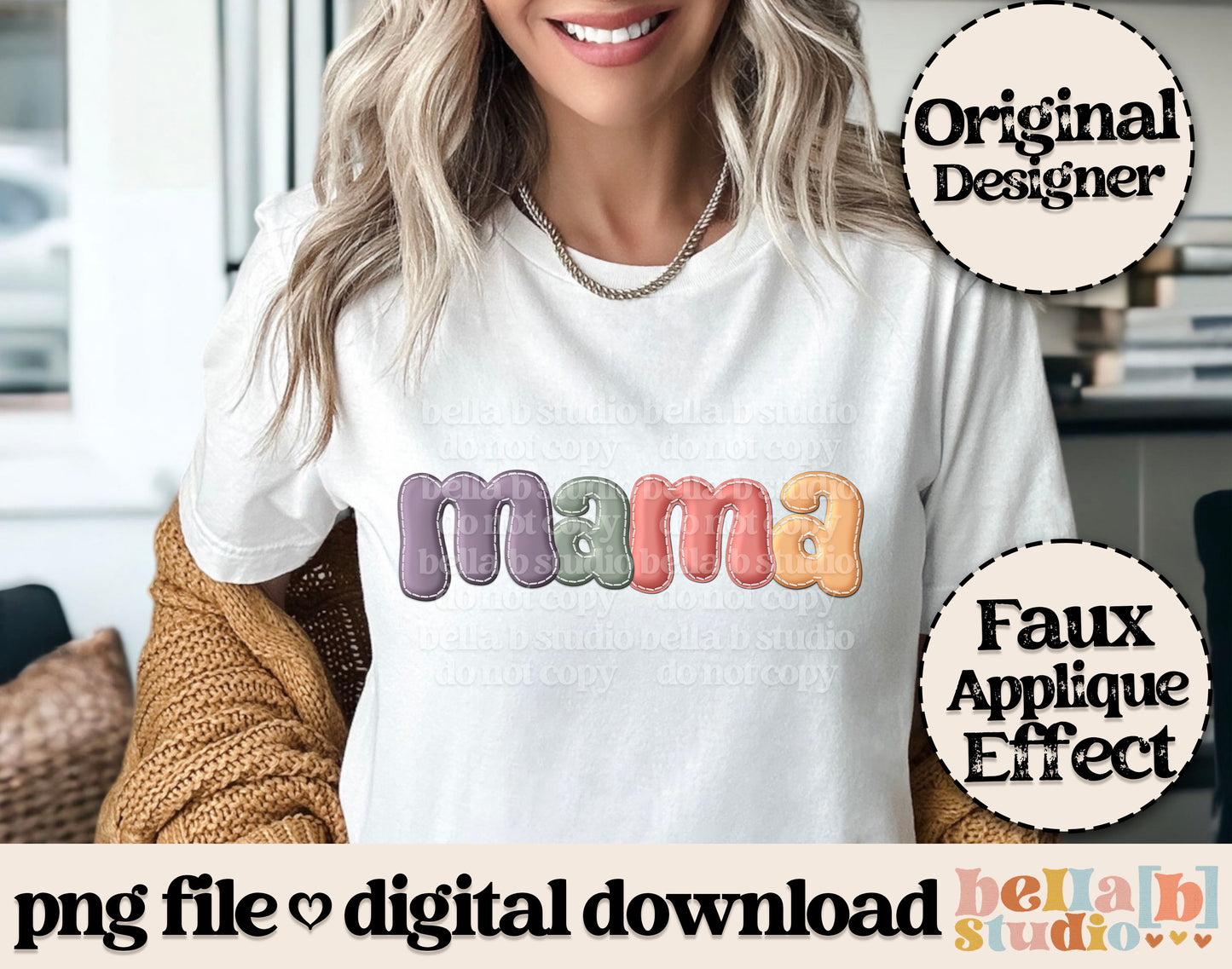 Mama Faux Applique PNG Design