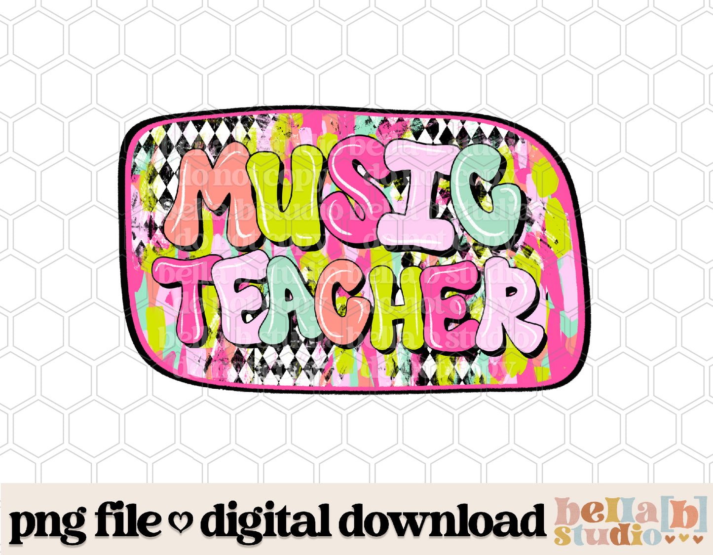 Diamond Strokes Music Teacher Pink PNG Design