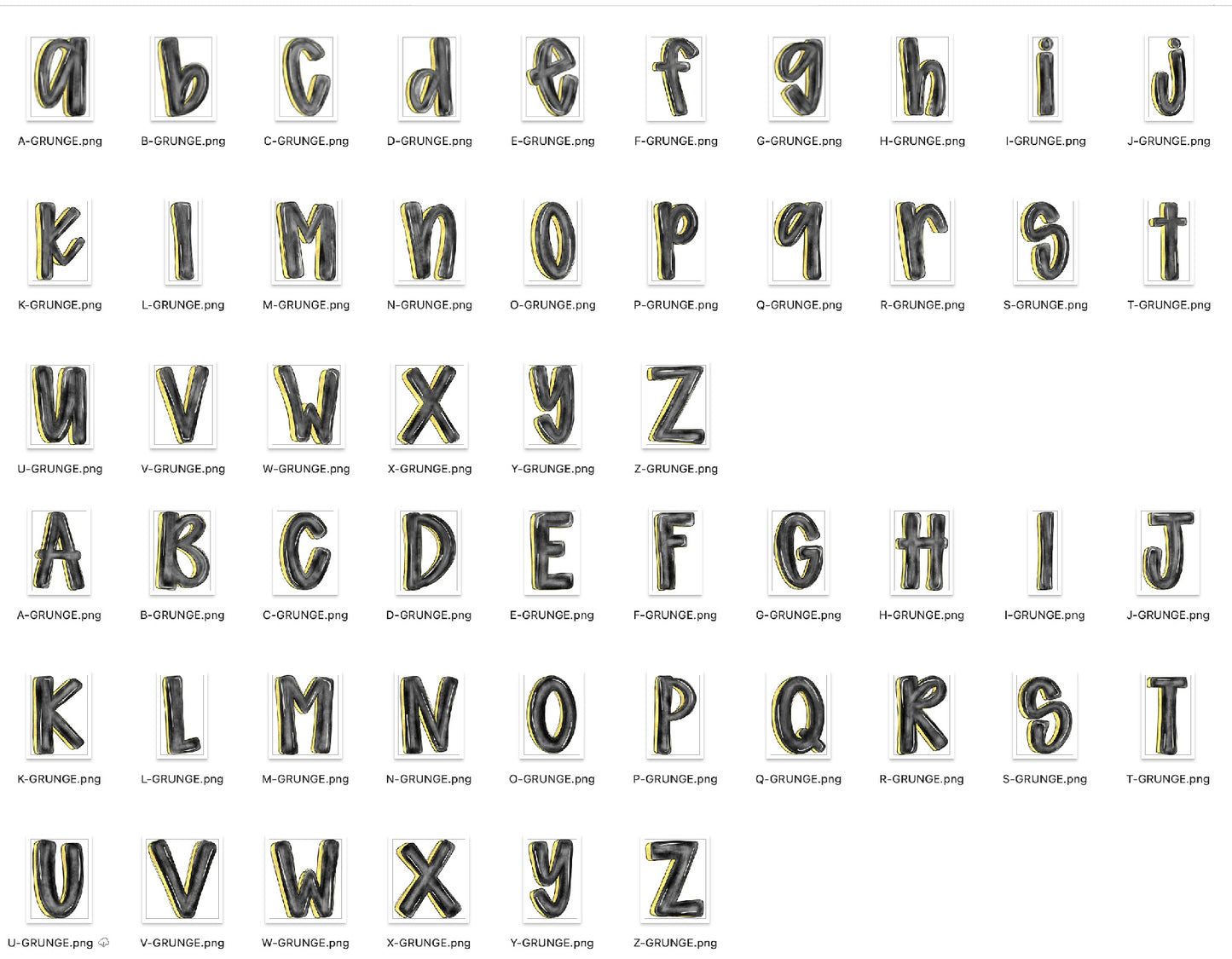 New Years Black + Gold Doodle Alpha Bundle - Set of 5 Alphabets