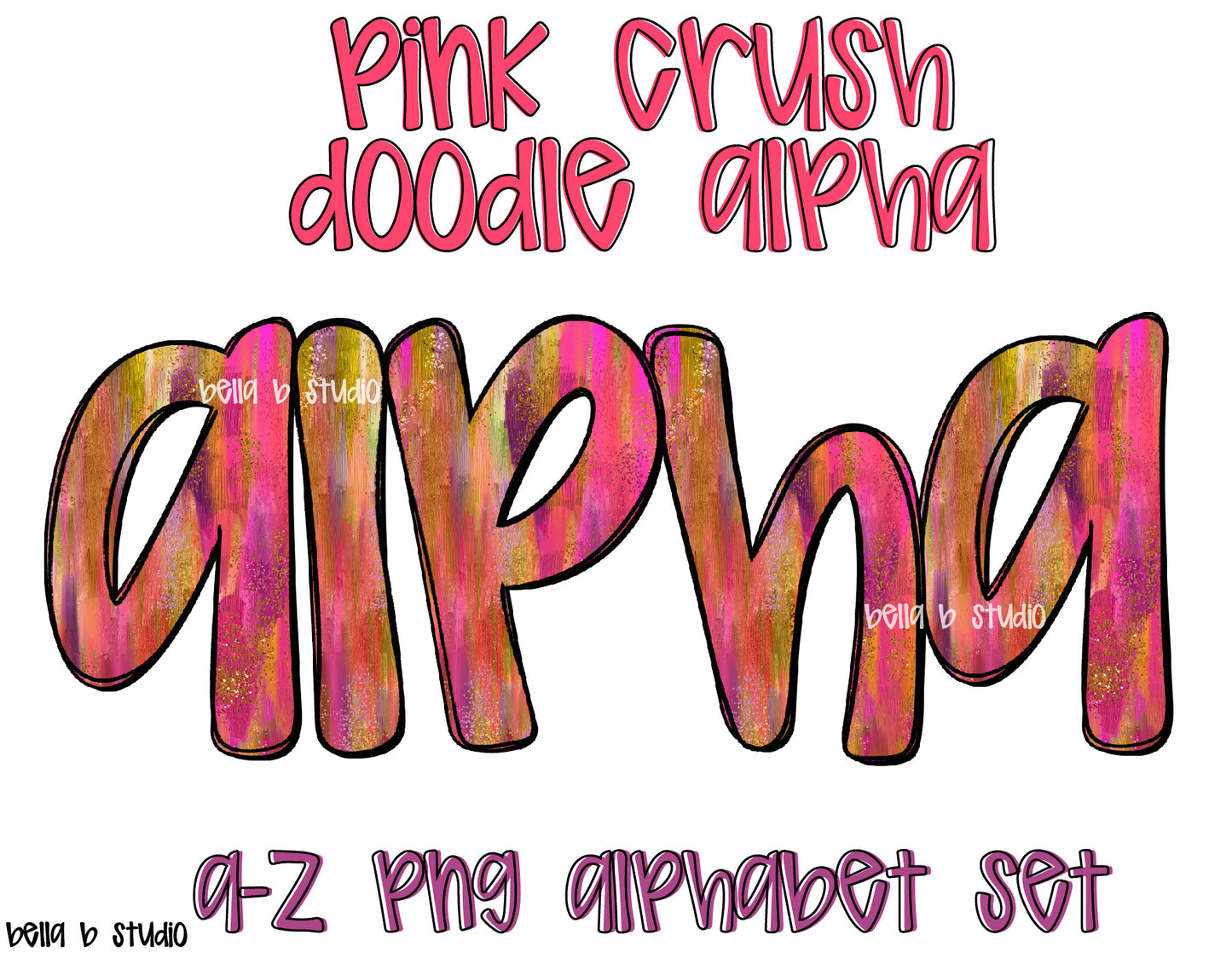 Pink Crush Doodle Alpha Set